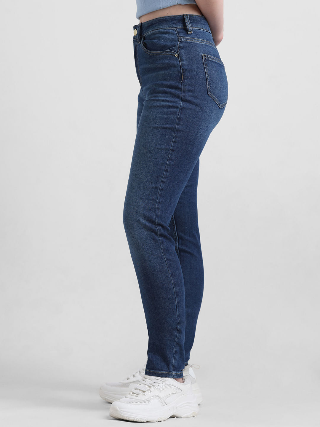 Blue High Rise Straight Fit Jeans