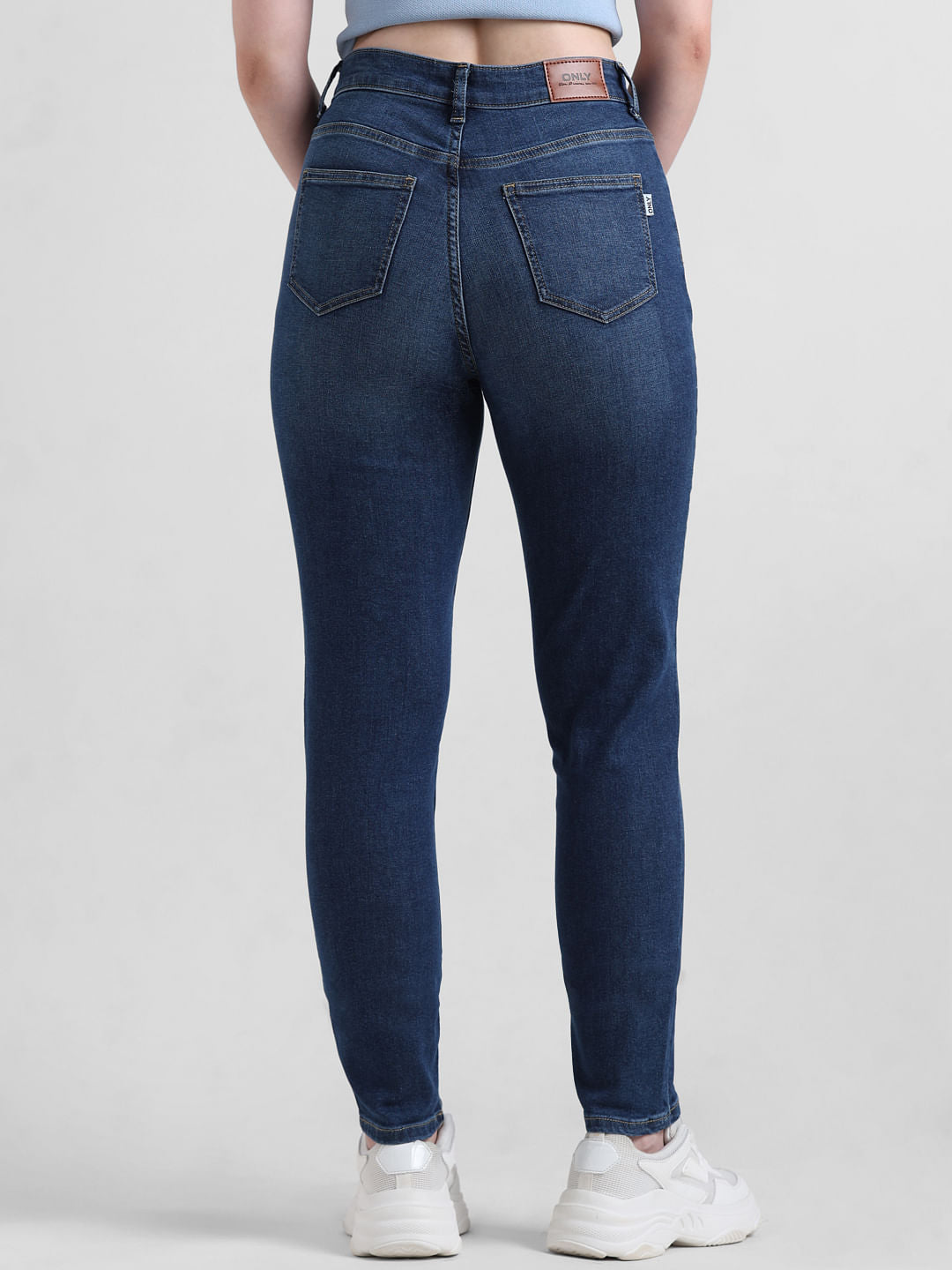 Blue High Rise Straight Fit Jeans