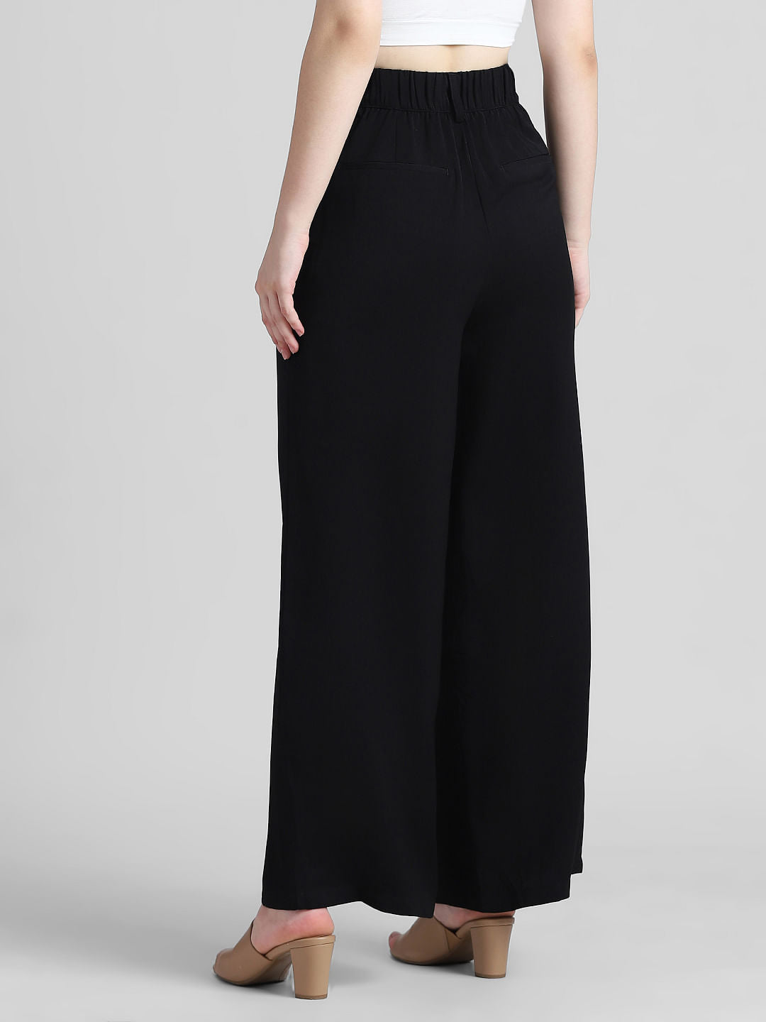 Black High Rise Wide Leg Pants
