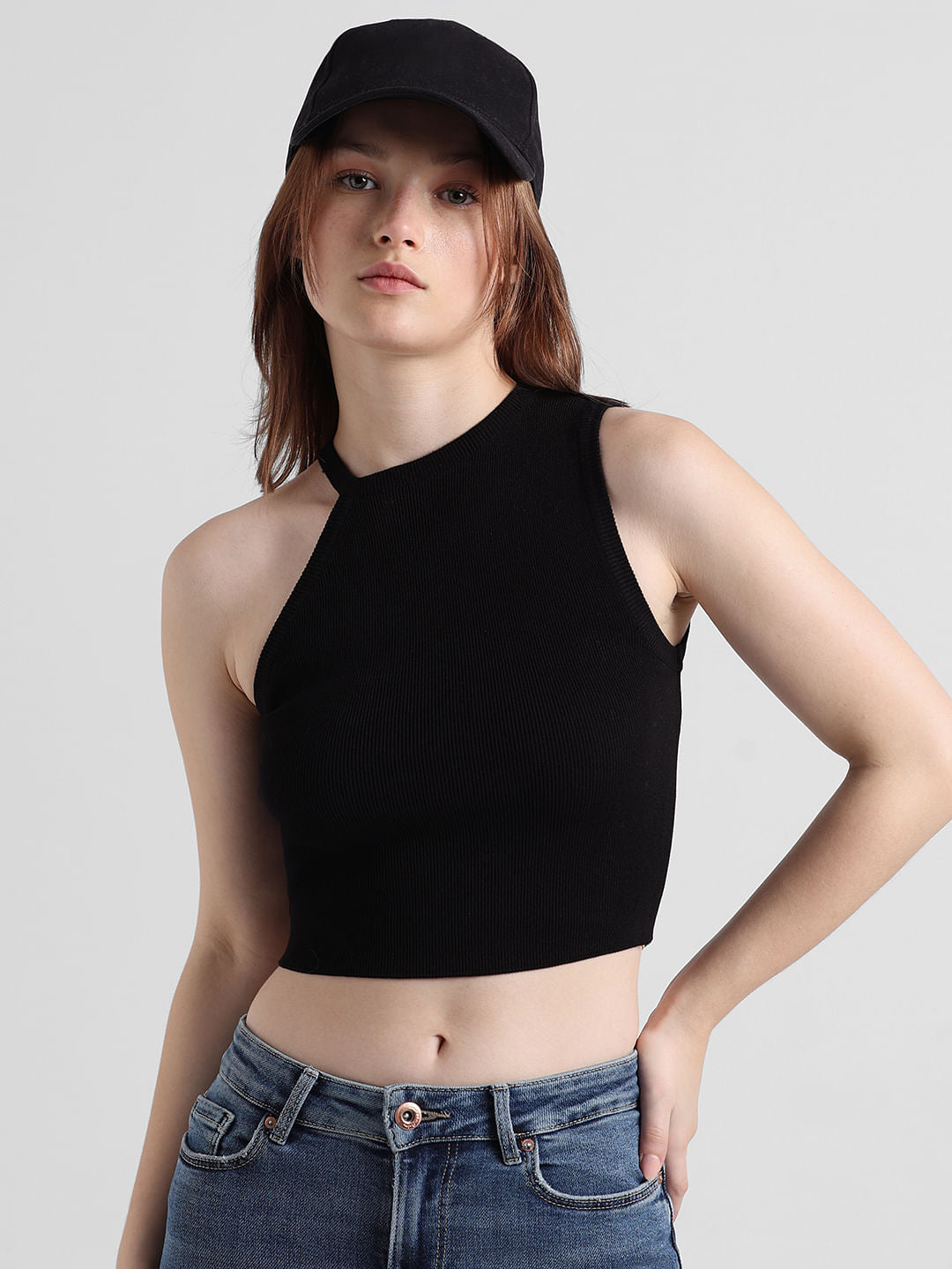 Black Ribbed Knit Top