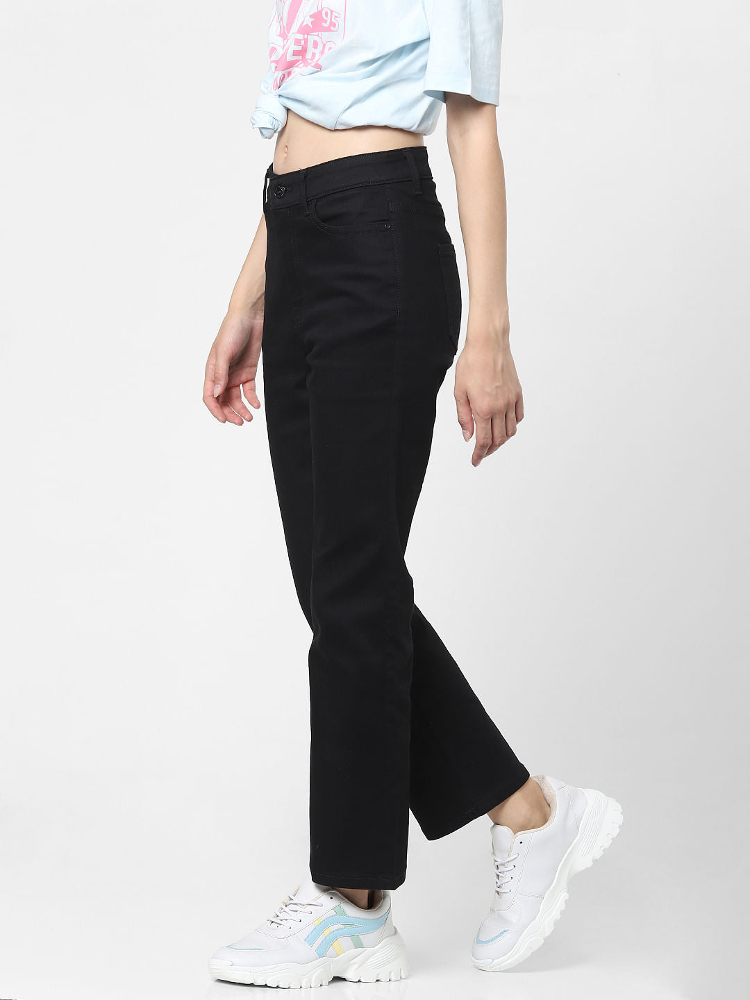 Black High Rise Flared Jeans