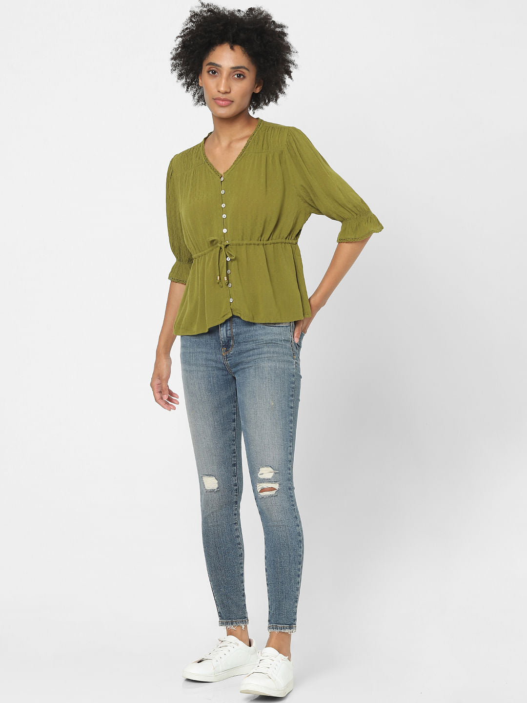 Green Textured Top