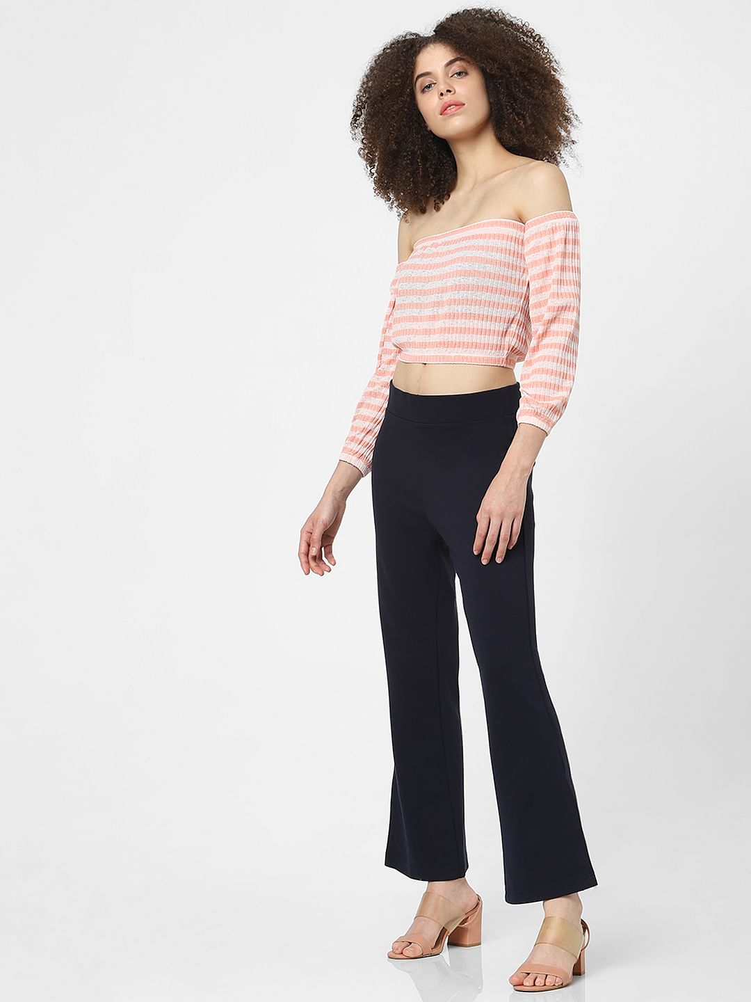 Pink Striped Off-Shoulder Top