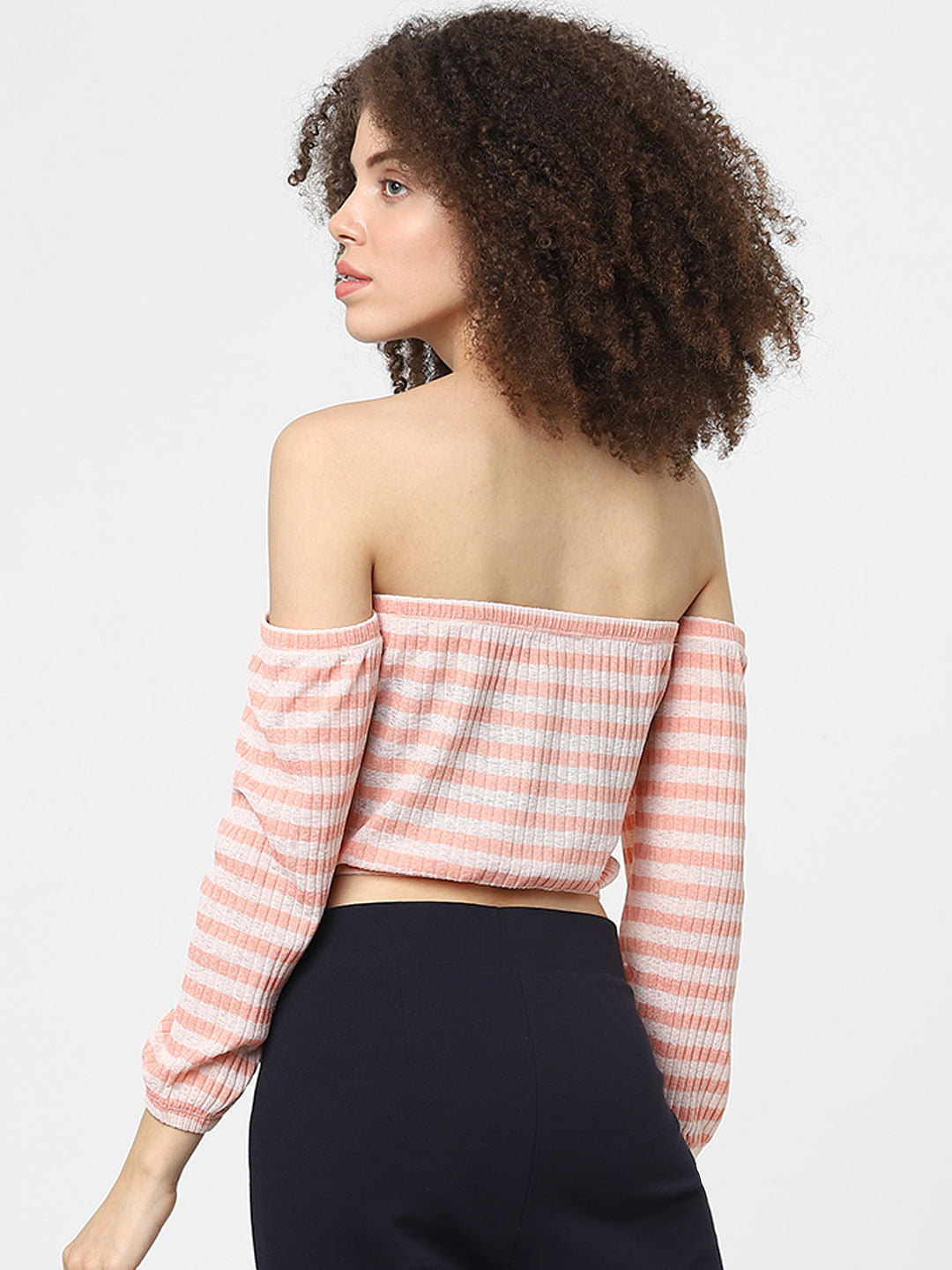 Pink Striped Off-Shoulder Top