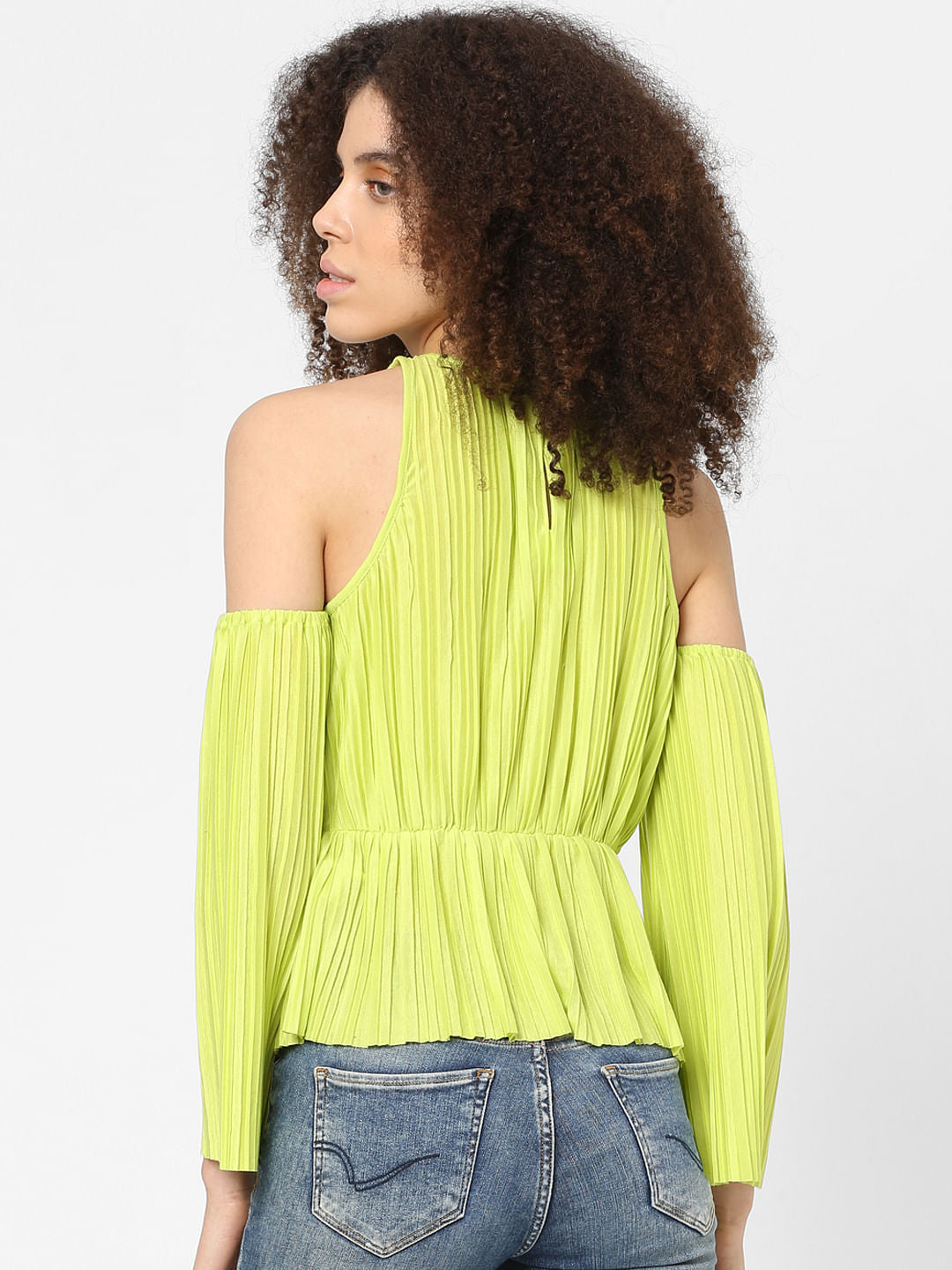 Green Plisse Top