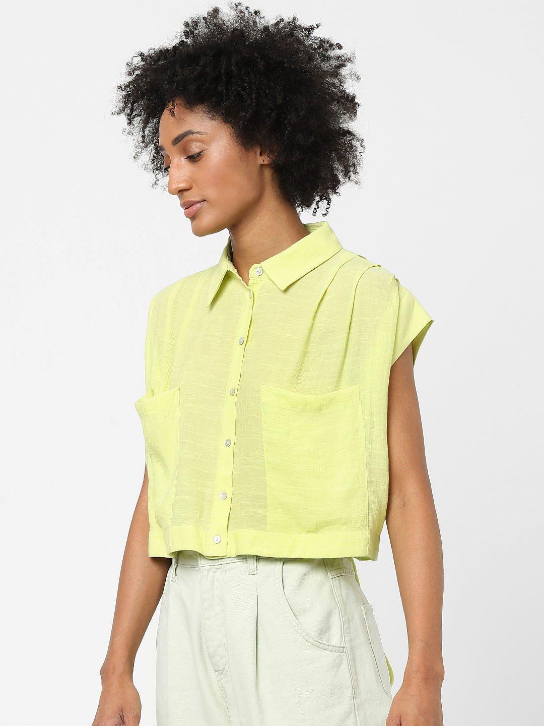 Green Cropped Shirt