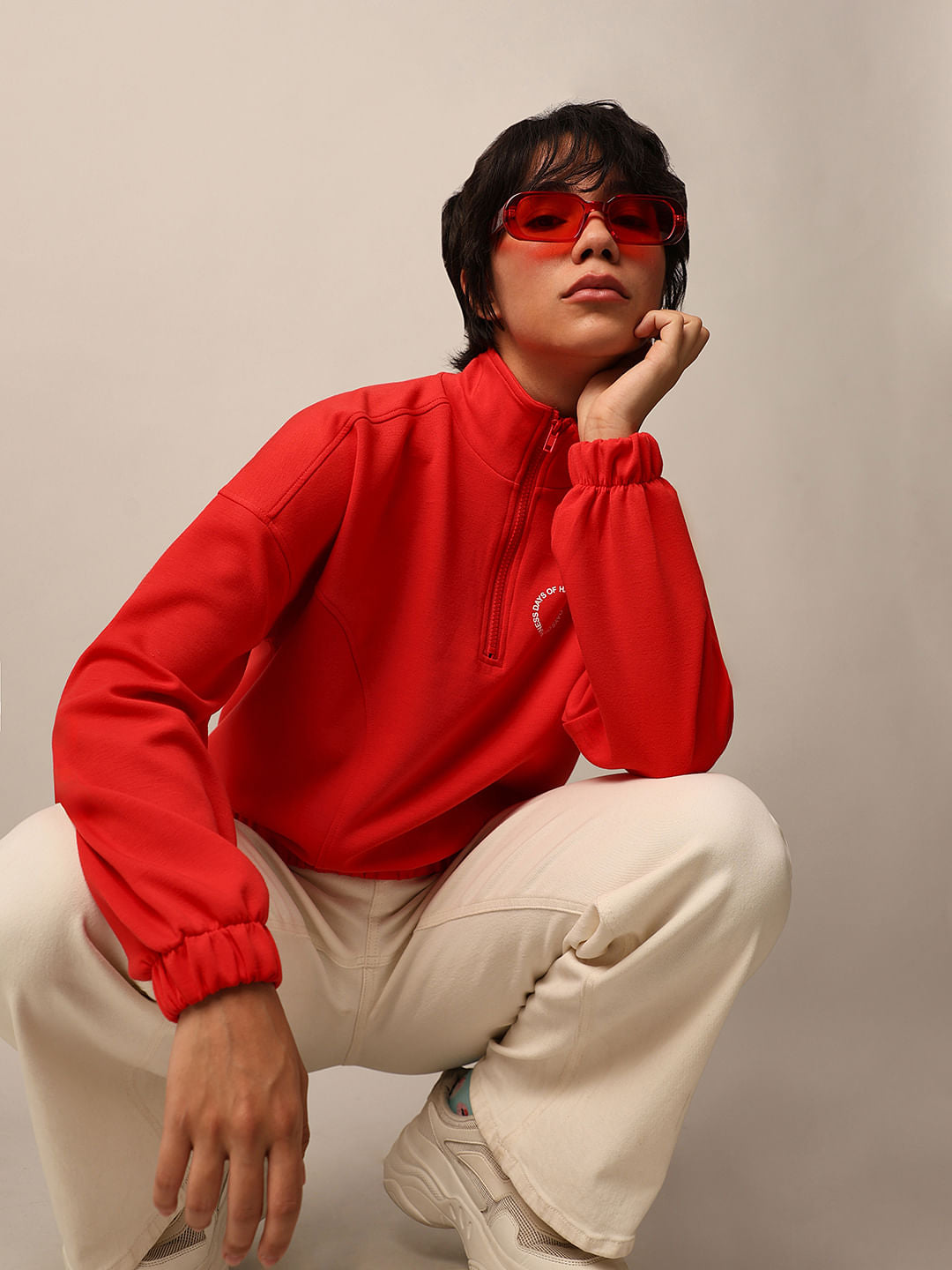 Red Zip-Up Sweatshirt