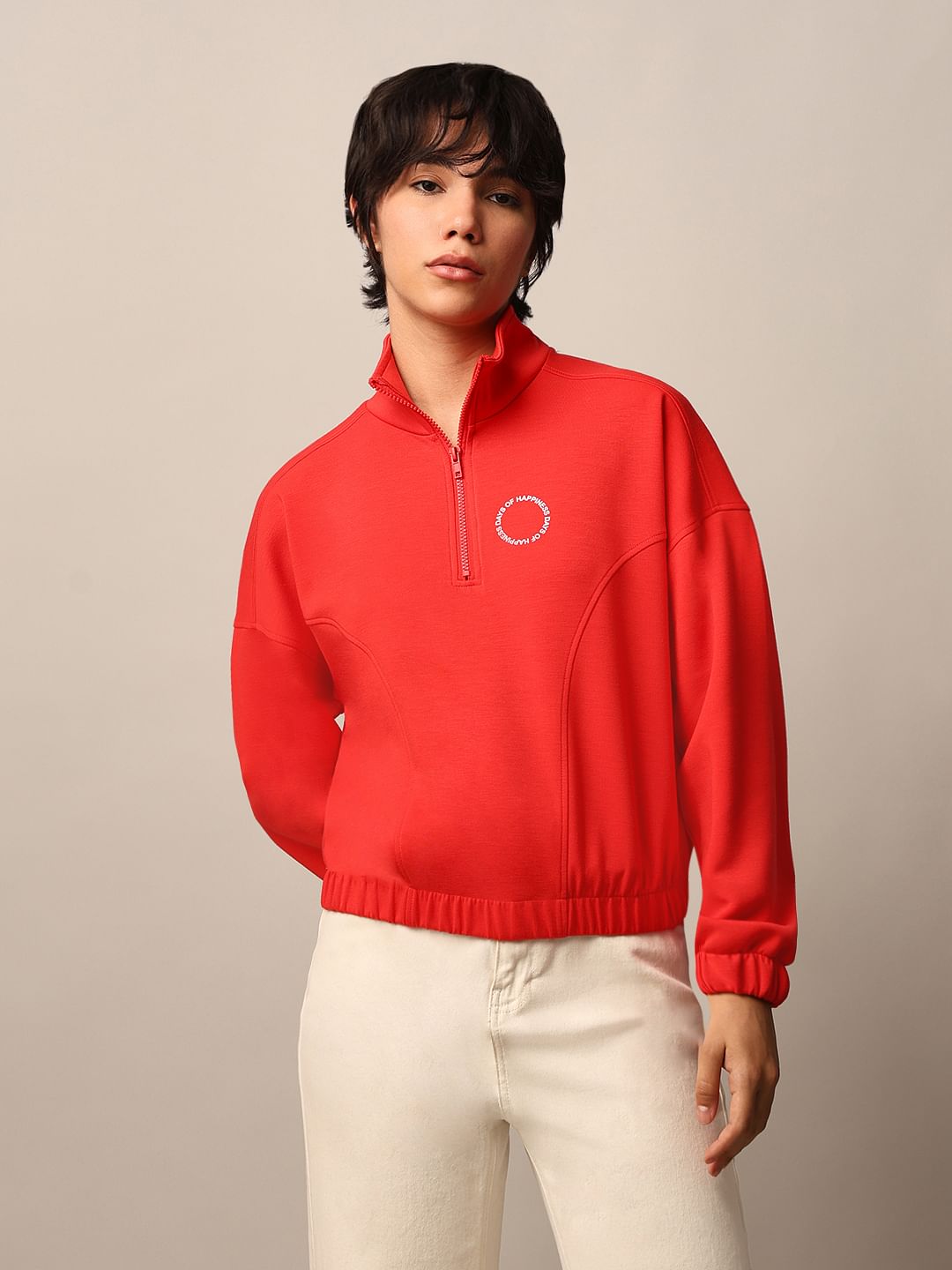 Red Zip-Up Sweatshirt
