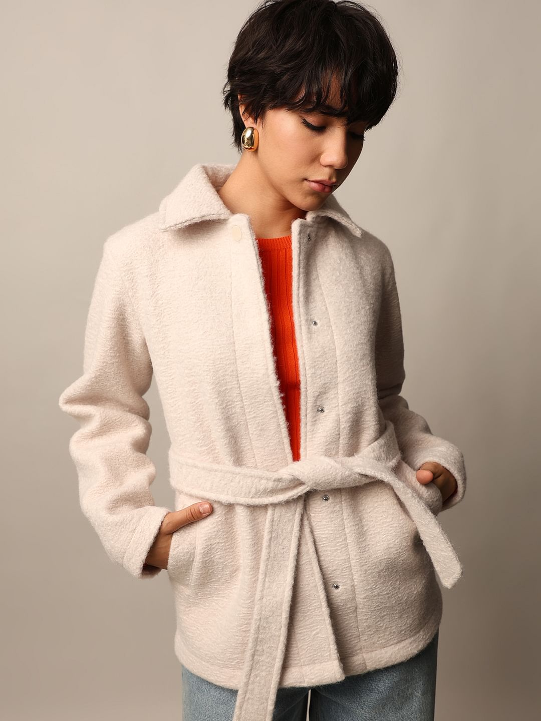 Beige Felted Short Coat