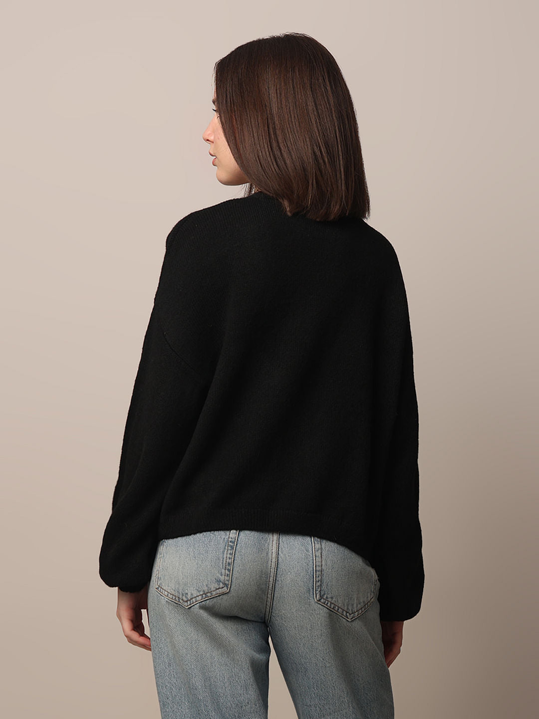 Black Embellished Bow Detail Pullover