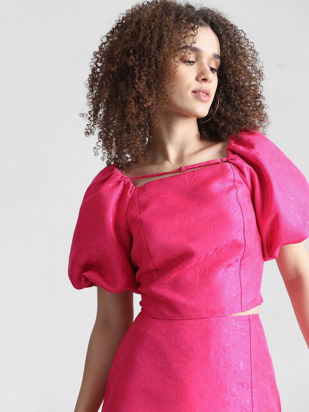 Fuchsia Jacquard Co-Ord Set Top