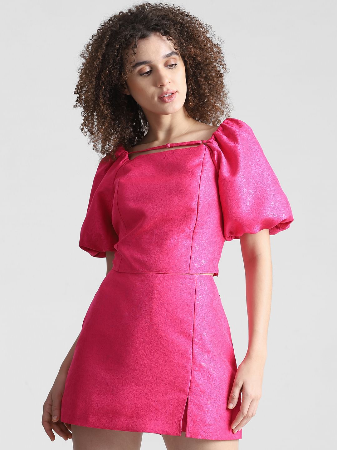 Fuchsia Jacquard Co-Ord Set Top