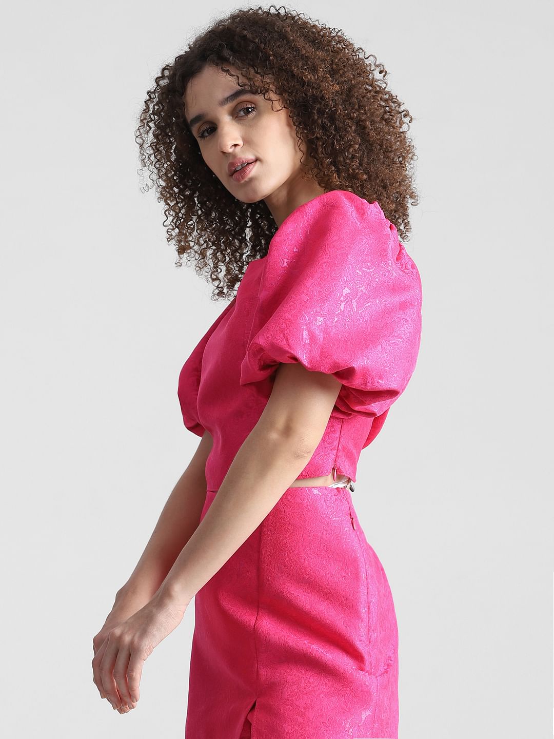 Fuchsia Jacquard Co-Ord Set Top