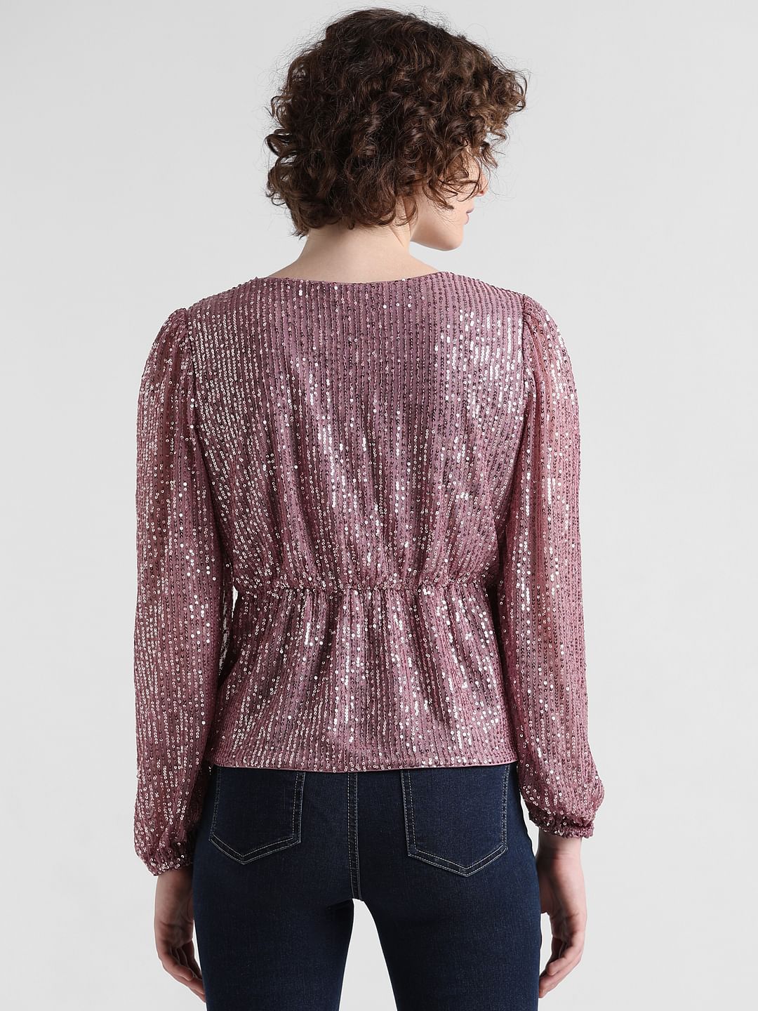 Pink Sequinned Knot Top