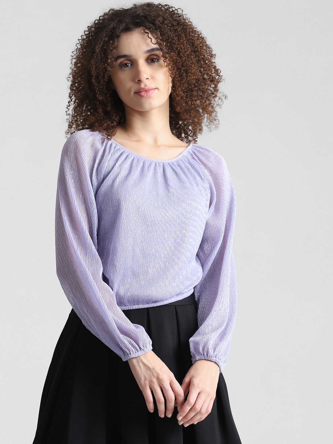 Lilac Shimmer Pleated Top
