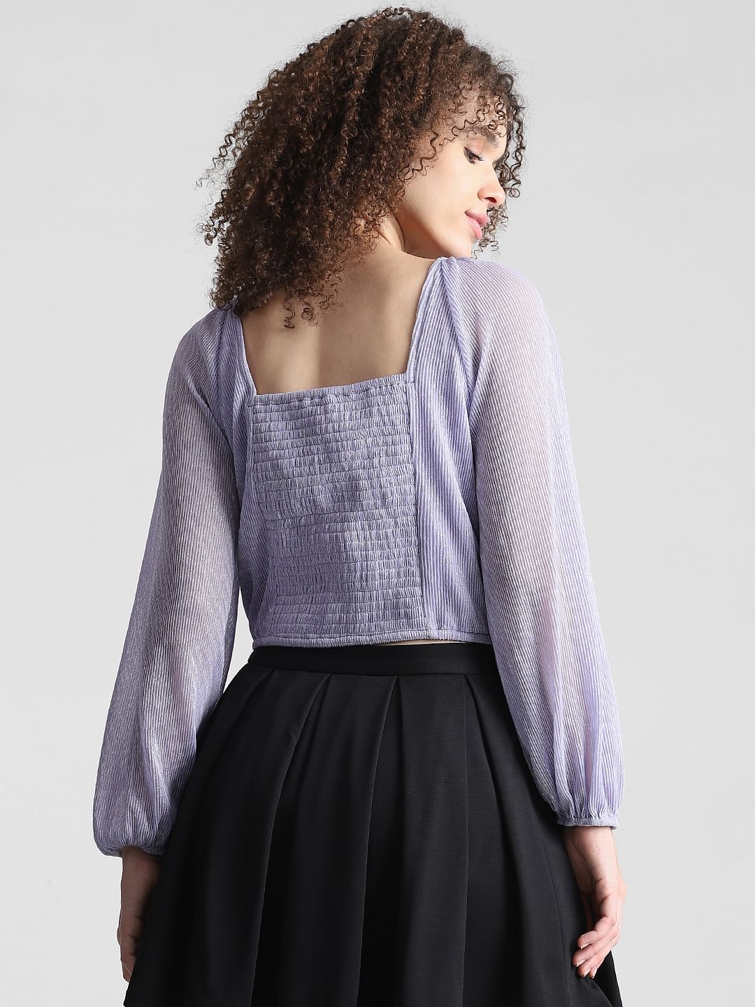 Lilac Shimmer Pleated Top