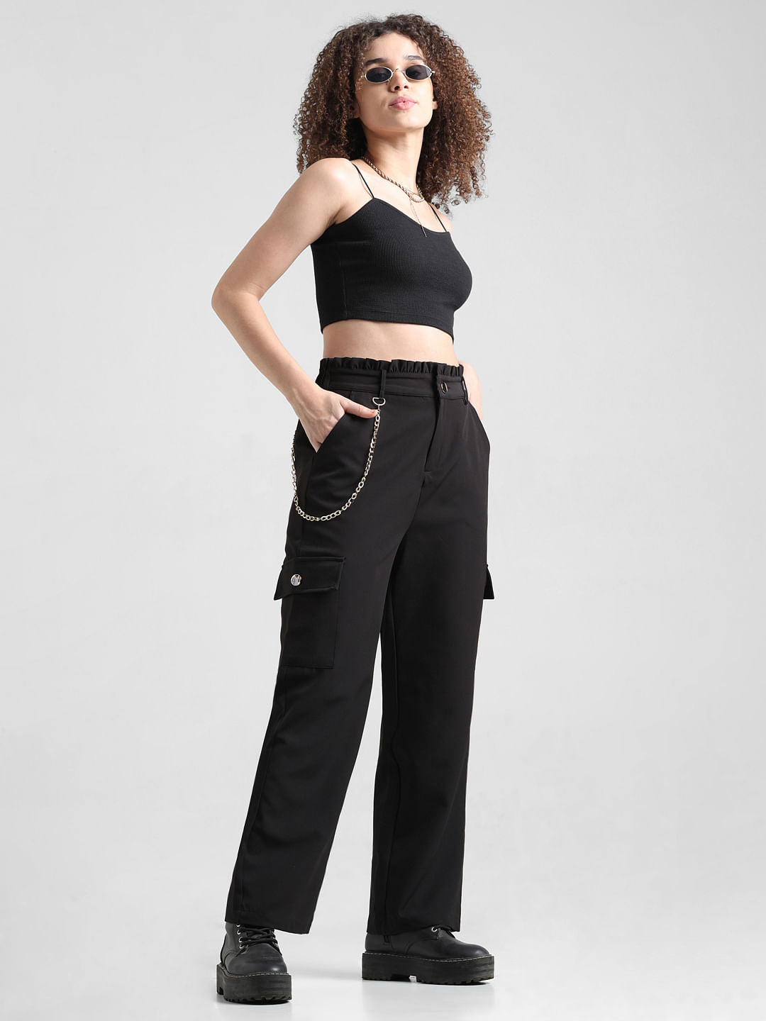 Black High Rise Utility Pants