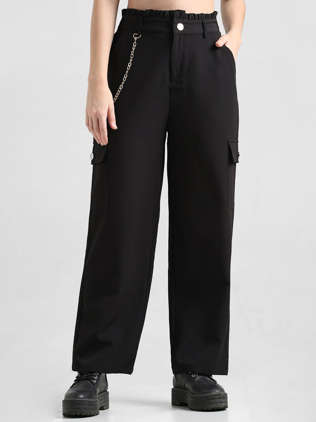 Black High Rise Utility Pants