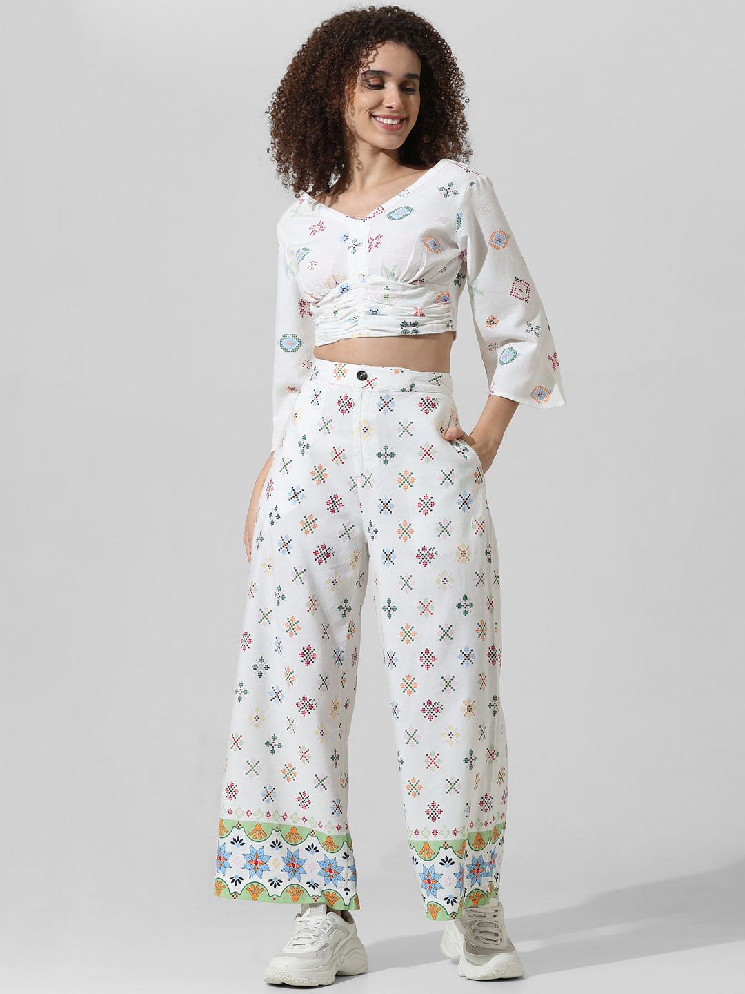 White Printed Co-Ord Set Top