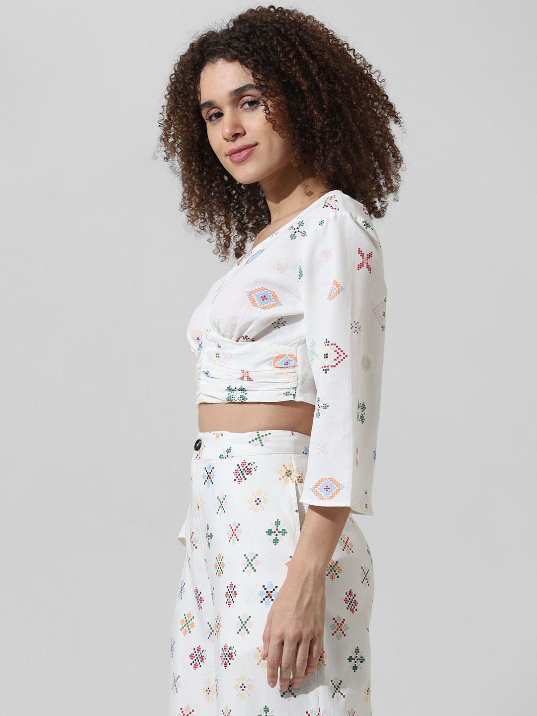 White Printed Co-Ord Set Top