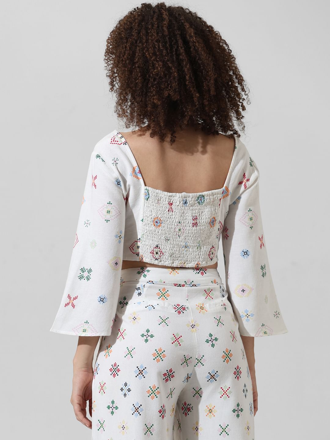 White Printed Co-Ord Set Top