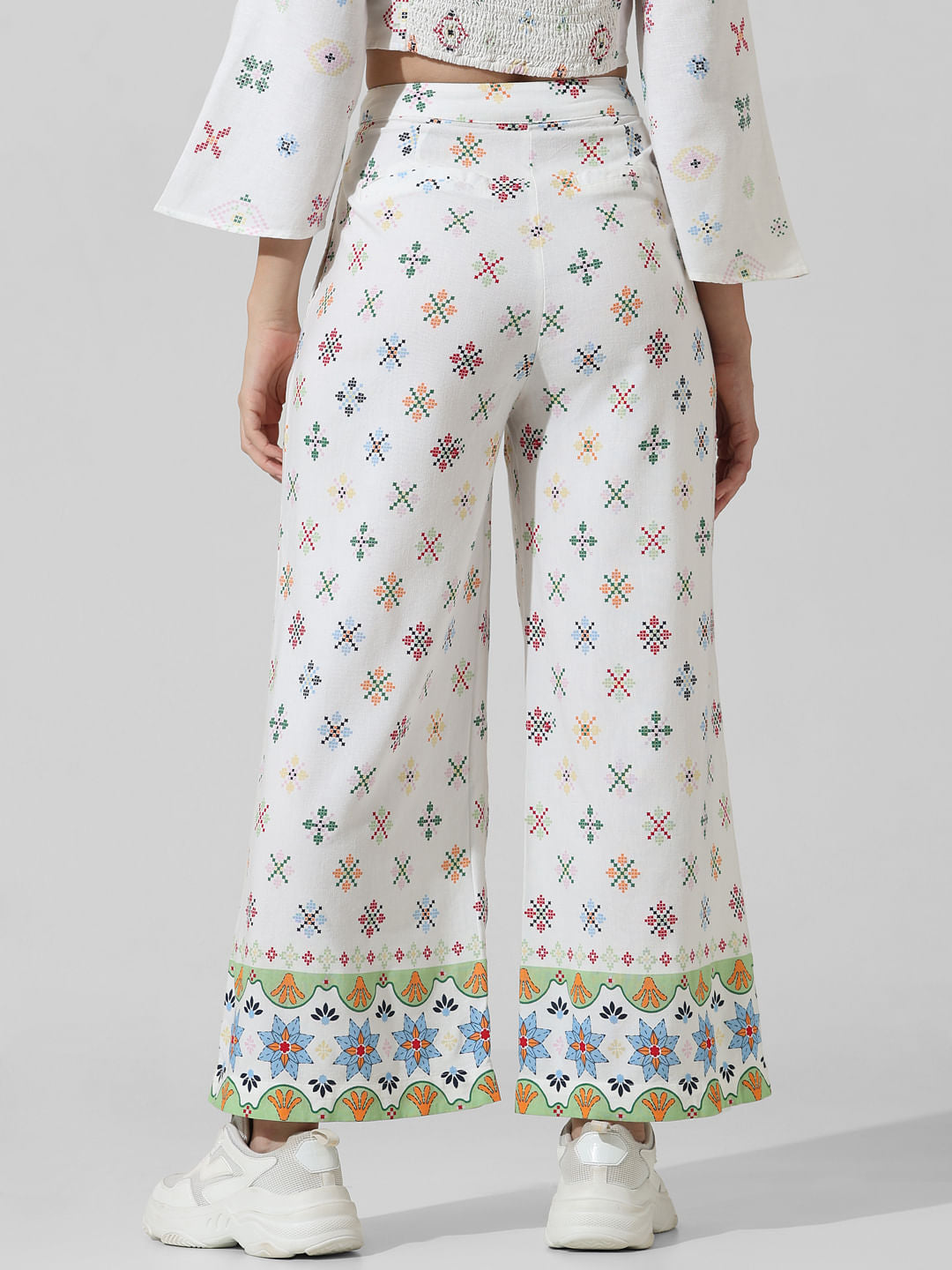 White Printed Co-Ord Set Pants