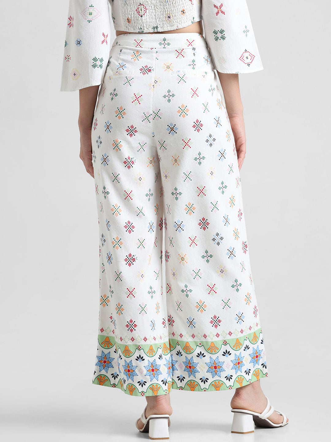 White Printed Co-Ord Set Pants
