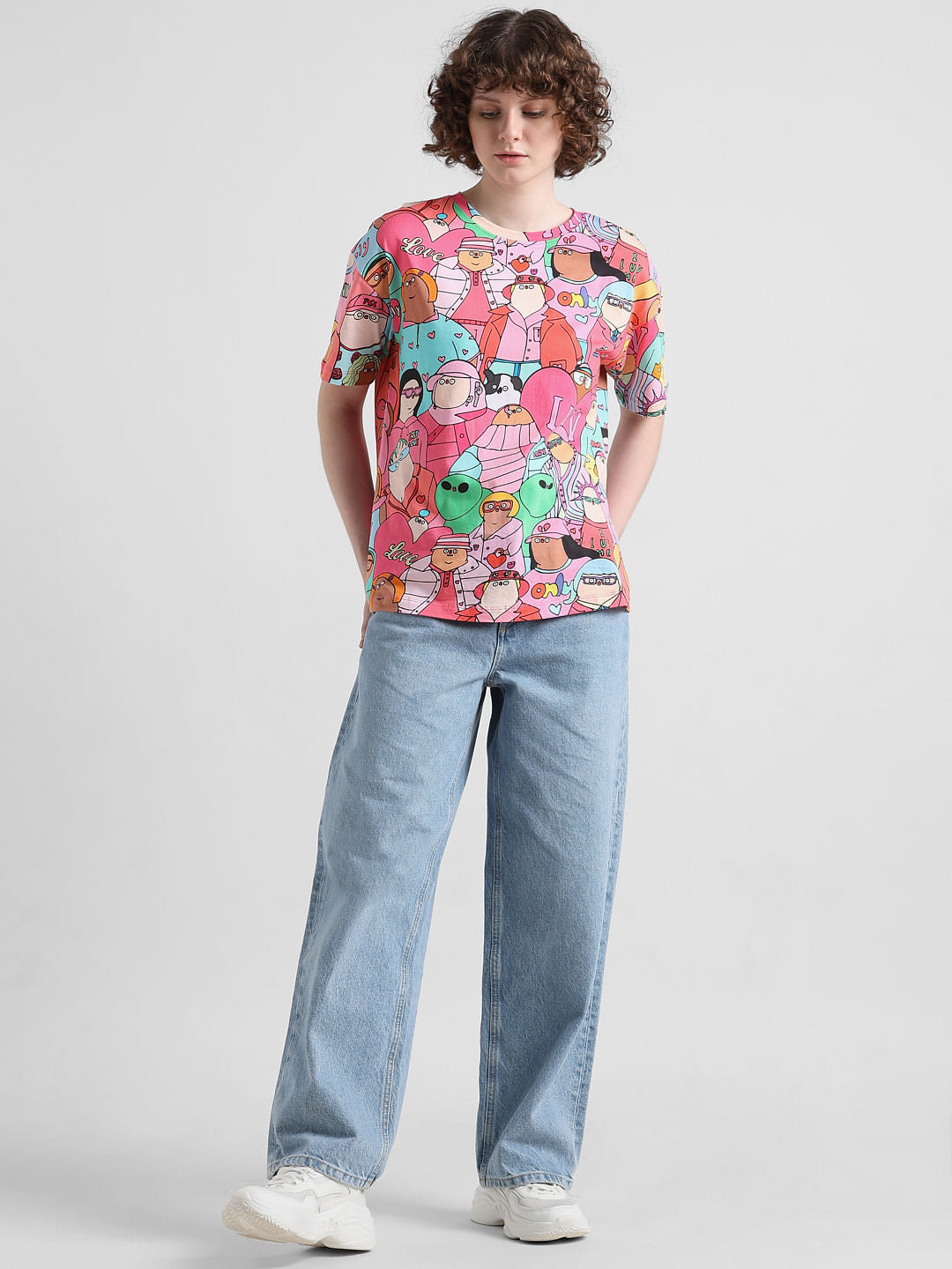 Flabjacks Pink Printed Cotton T-Shirt