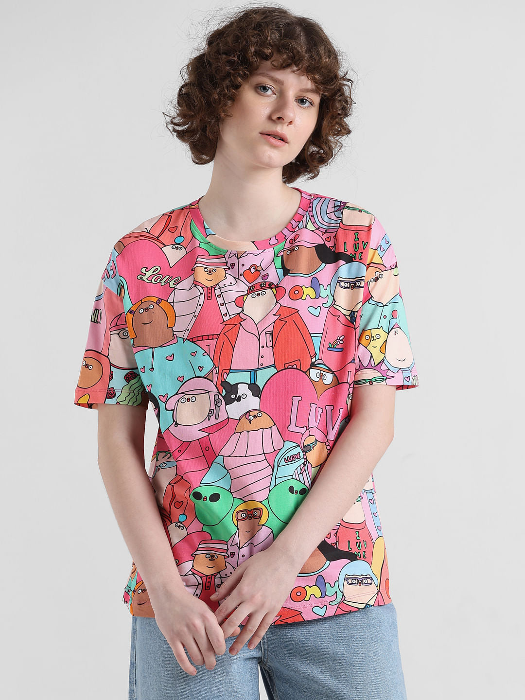 Flabjacks Pink Printed Cotton T-Shirt
