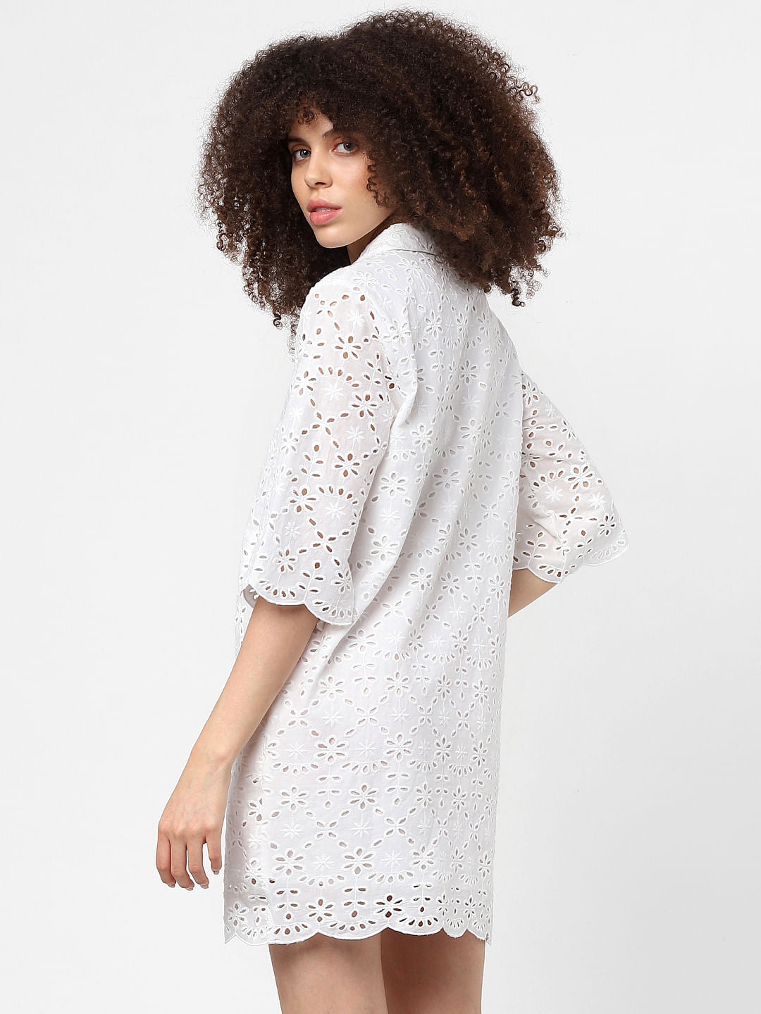 White Schiffli Shirt Dress