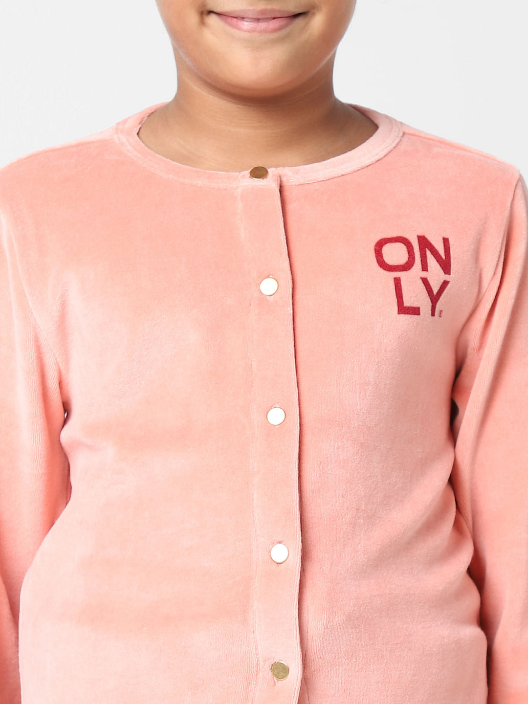 Girls Pink Velvet Co-Ord Cardigan