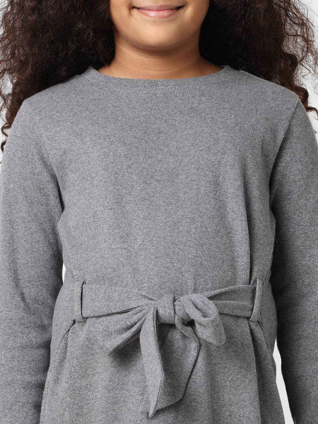 Girls Grey Lurex Shift Dress