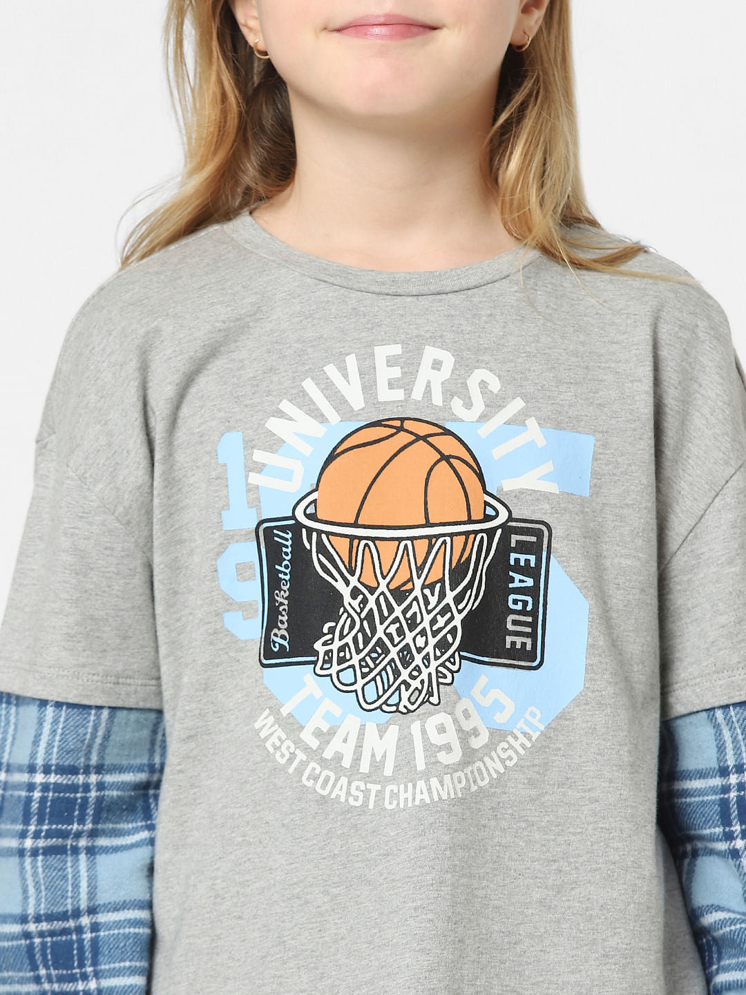 Girls Grey Varsity Print Sweatshirt