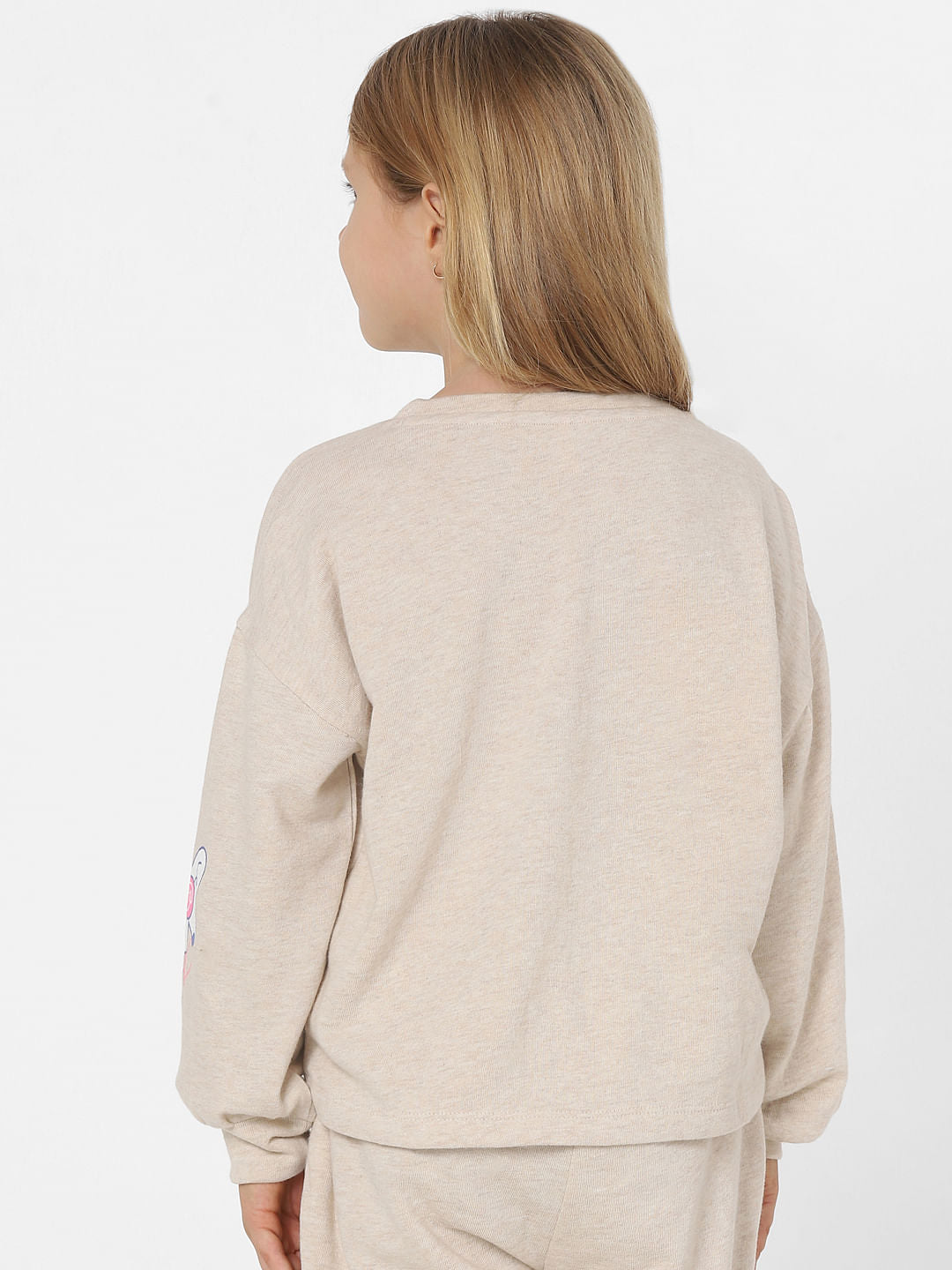 Beige Graphic Co-Ord Sweatshirt
