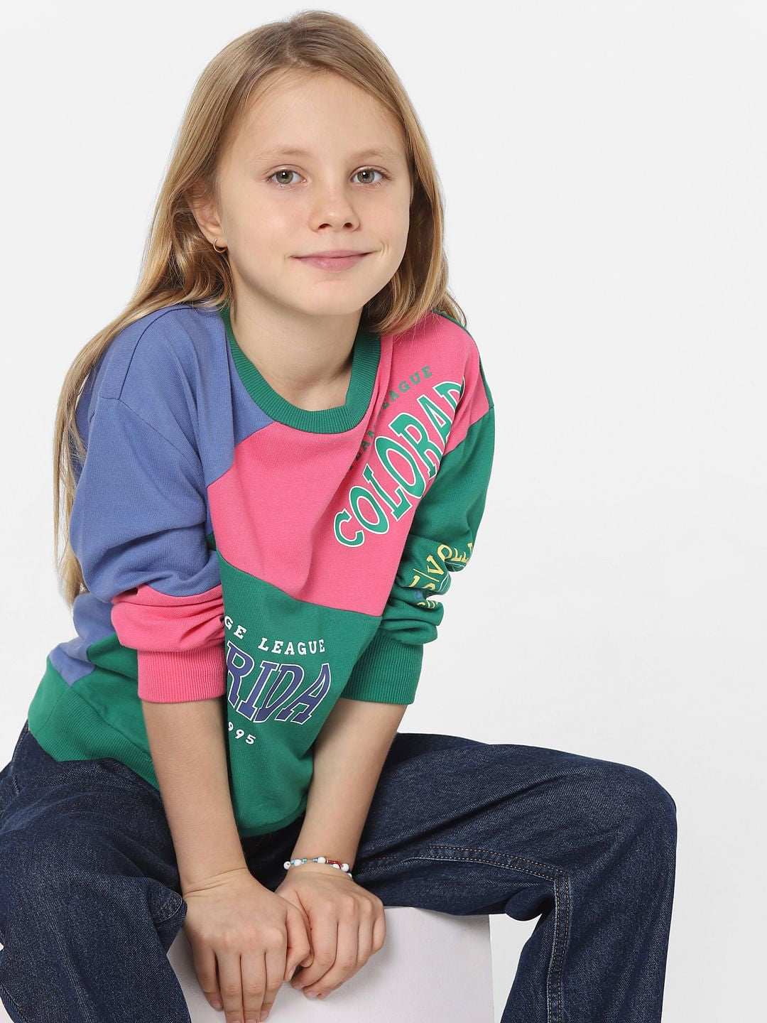 Green Colourblocked Sweatshirt