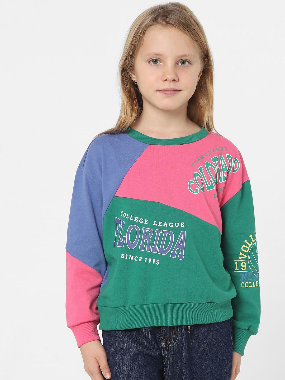 Green Colourblocked Sweatshirt