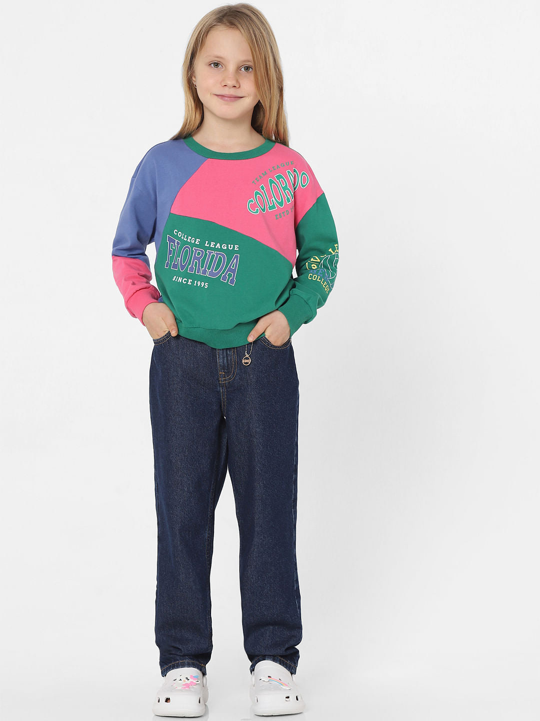 Green Colourblocked Sweatshirt