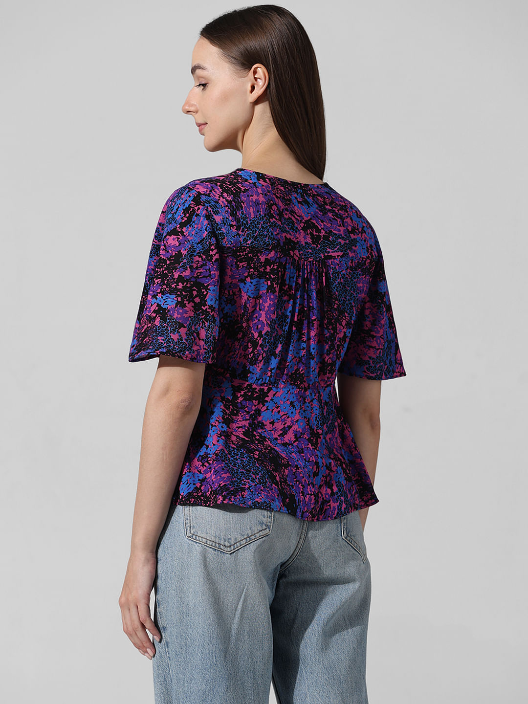 Purple Floral Wrap Top