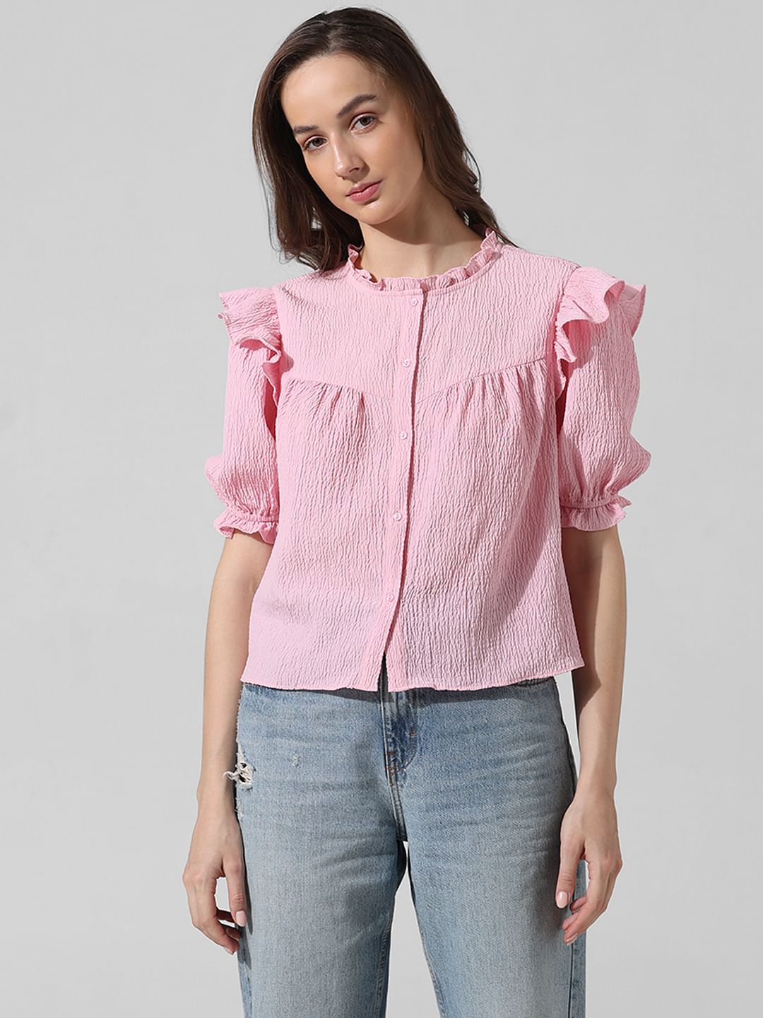 Pink Frill Trimmed Top