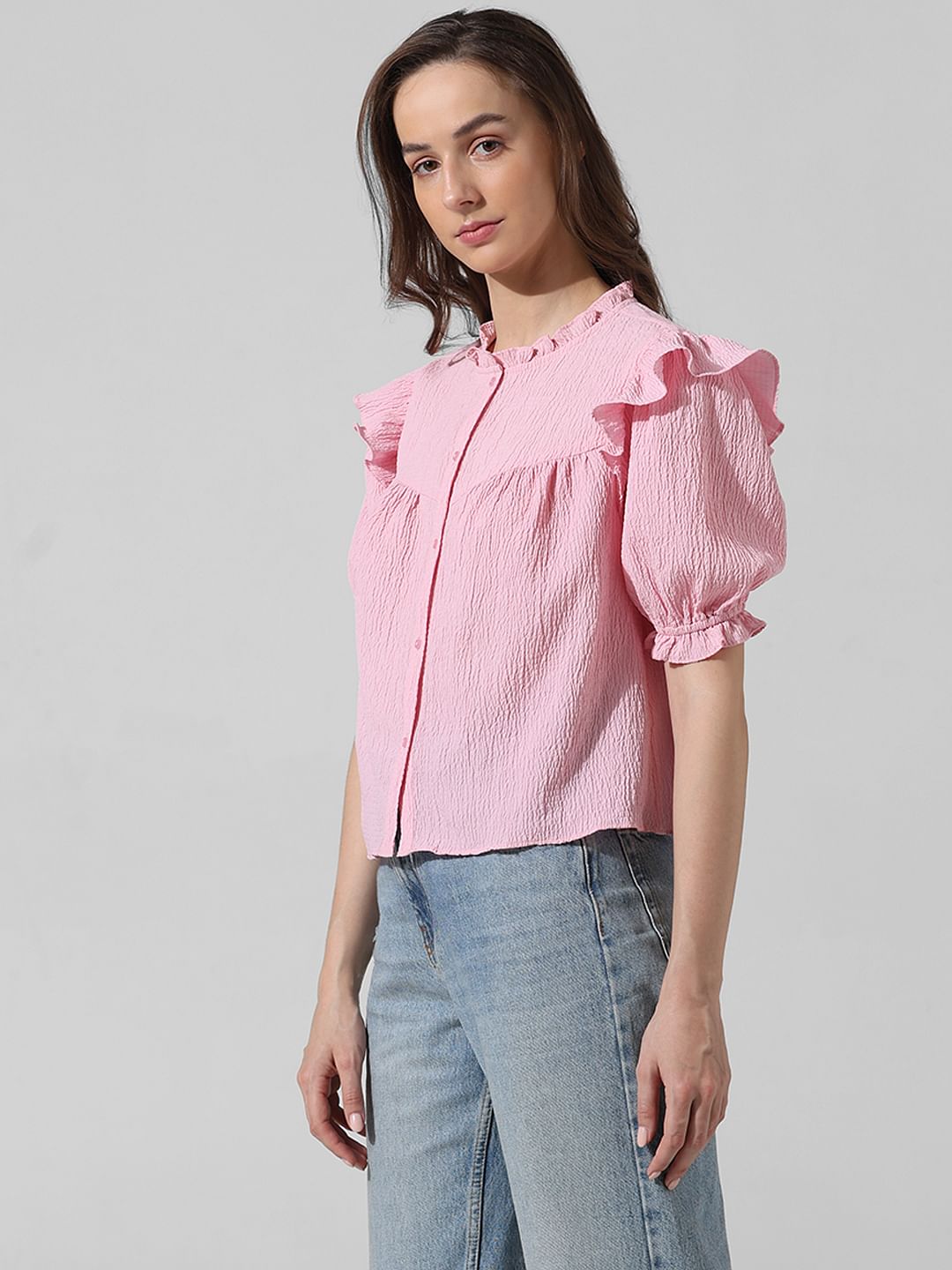 Pink Frill Trimmed Top
