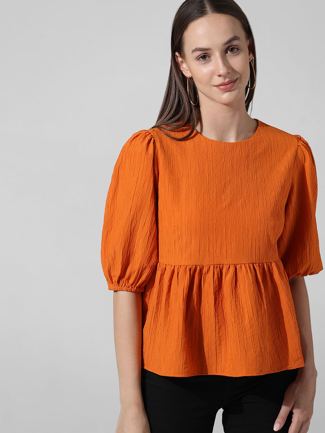 Orange Peplum Top