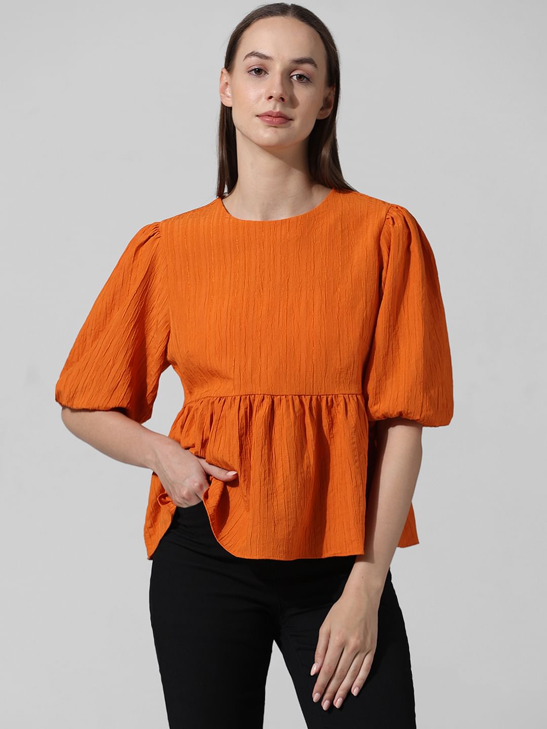 Orange Peplum Top