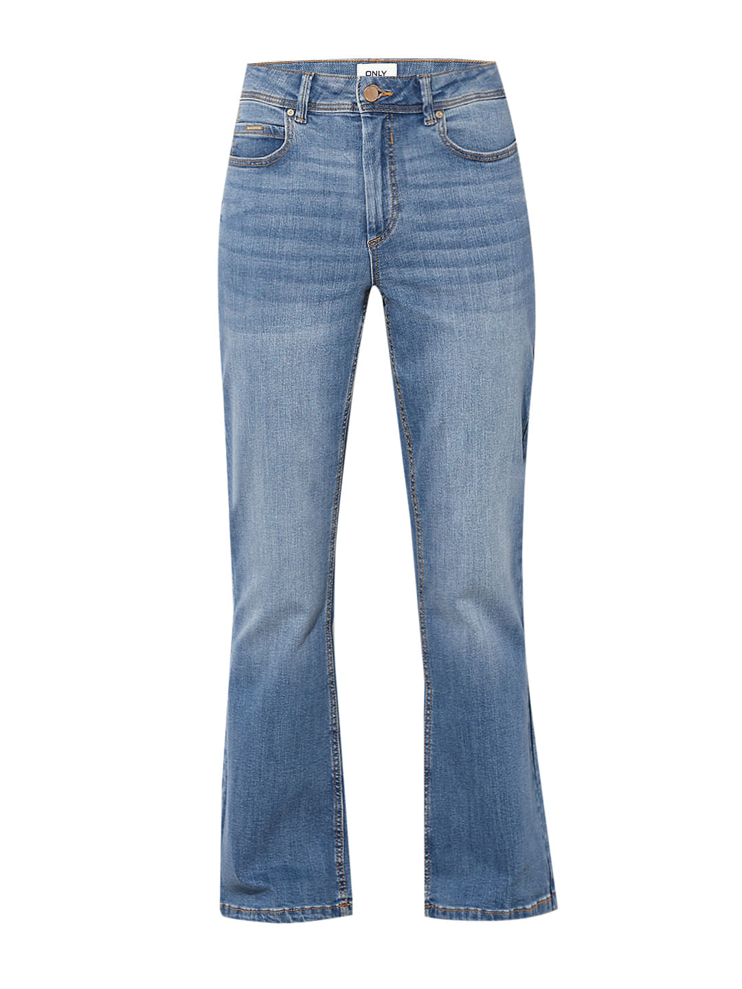 Blue High Rise Flora Flared Jeans
