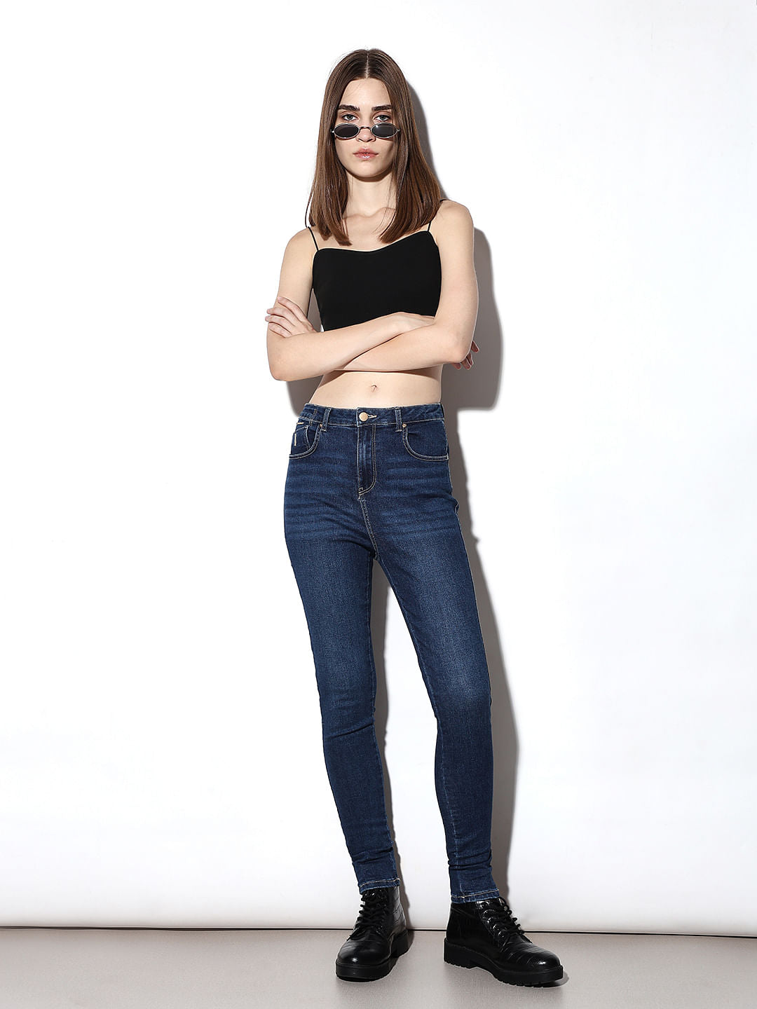 Dark Blue High Rise Skinny Jeans