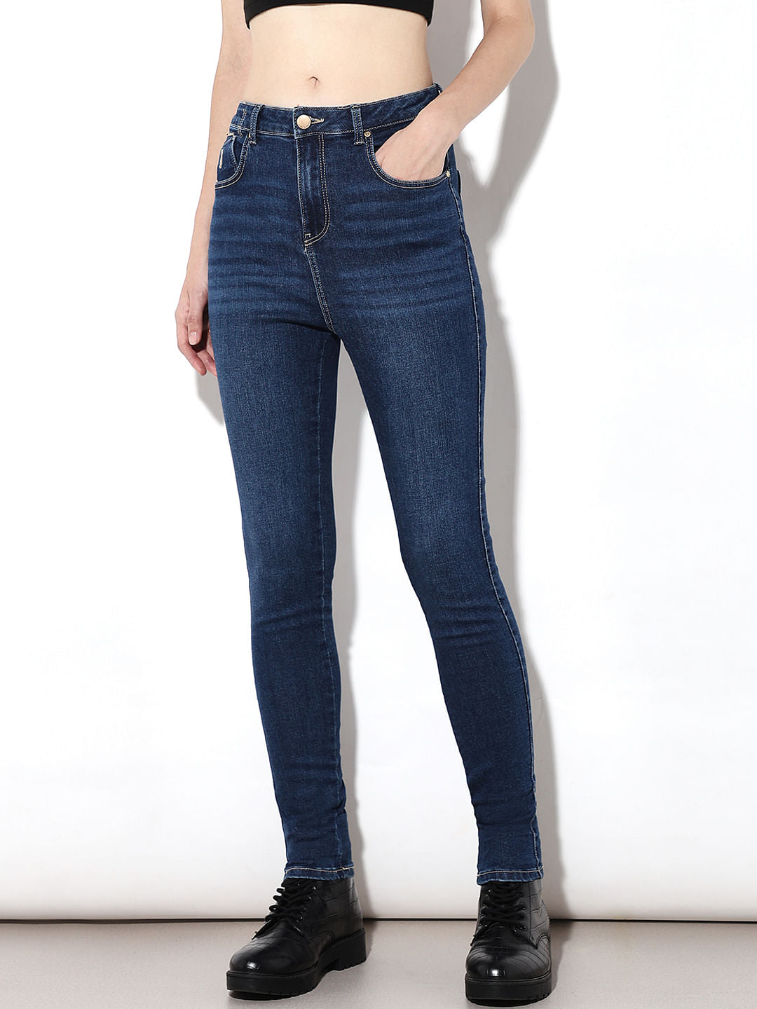 Dark Blue High Rise Skinny Jeans