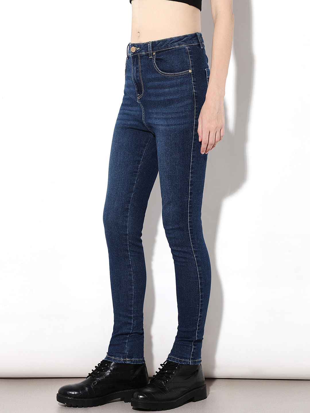 Dark Blue High Rise Skinny Jeans