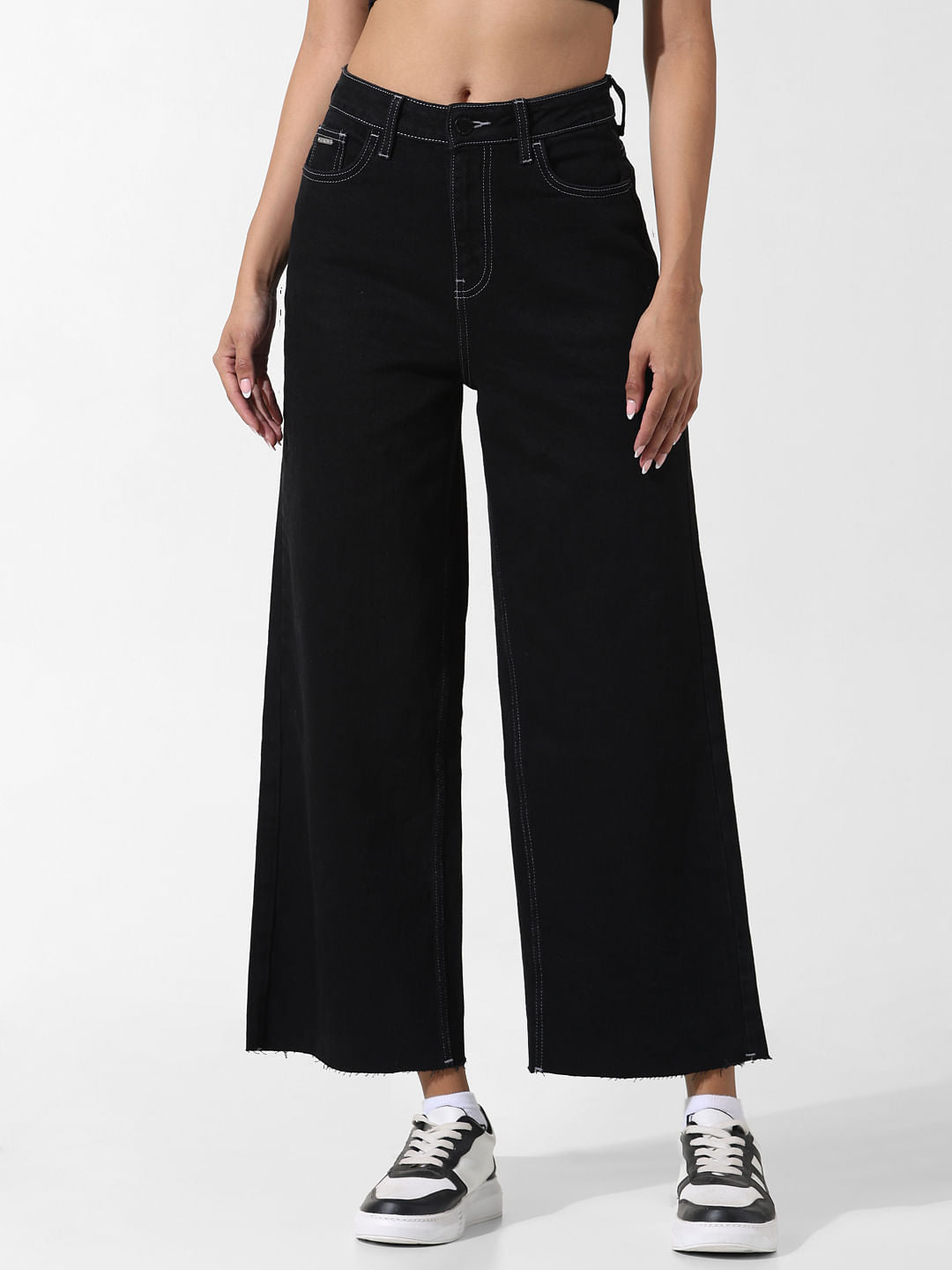 Black High Rise Wide Leg Jeans