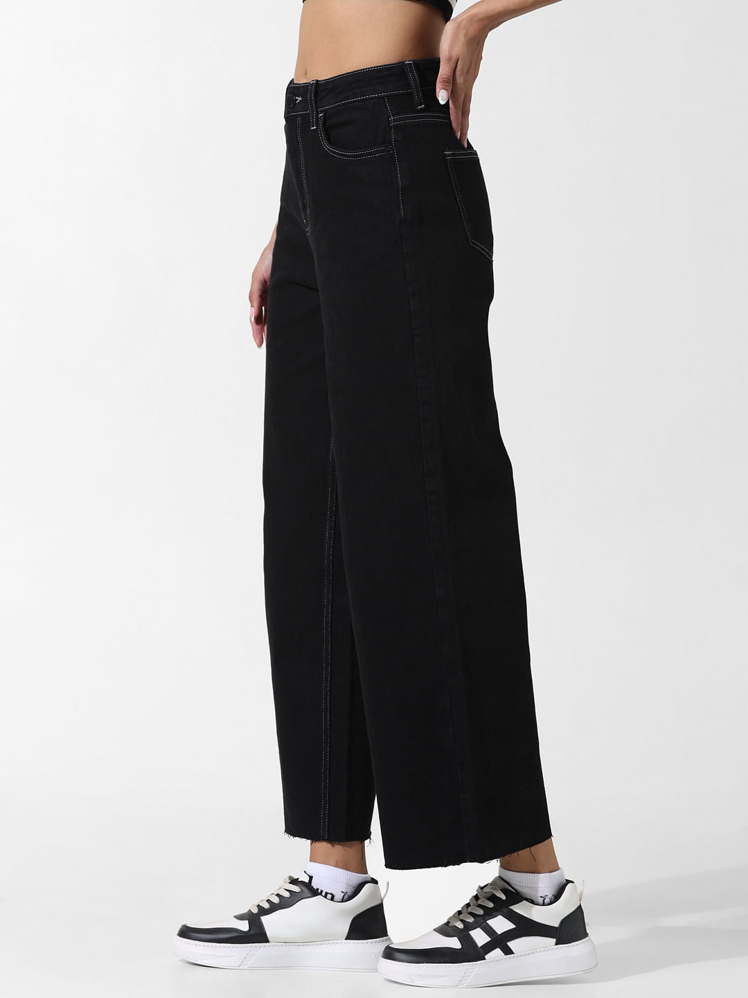 Black High Rise Wide Leg Jeans