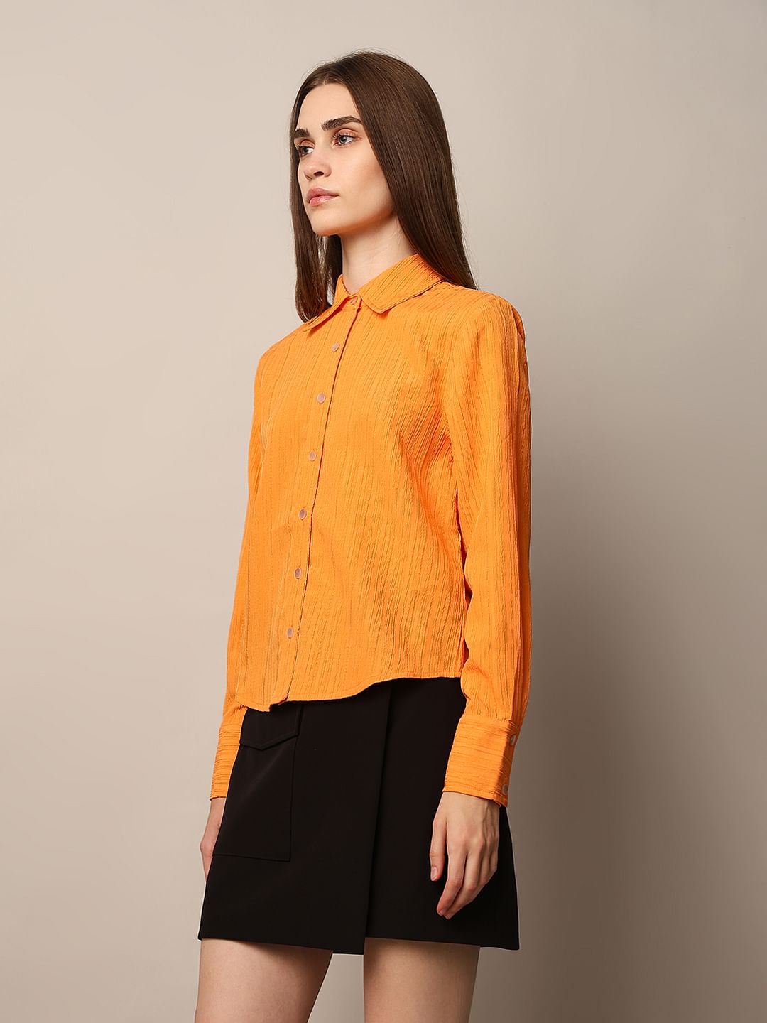 Orange Textured Shirt