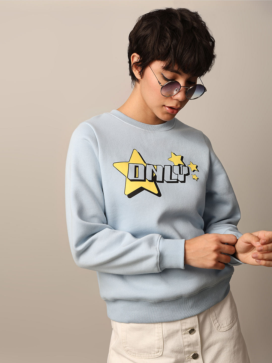 Blue Printed Sweatshirt
